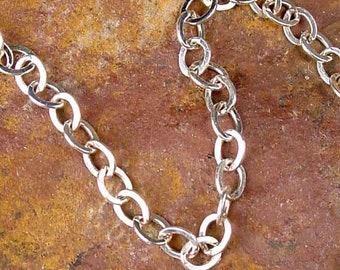 CHAIN - FLAT CABLE Chain - Sterling Silver 925 - Finished With Small Lobster Clasp - Pendants, Necklaces