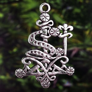 LOKO ATISON Voodoo Vodou Loa Lwa Veve Charm Pendant in Solid Cast 925 Sterling SILVER With Optional Chain image 1