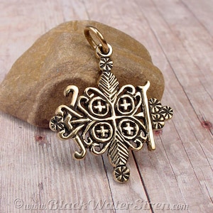 PAPA LEGBA - Voodoo Vodou Loa Lwa Veve Charm Pendant in Solid Cast BRONZE With Optional Chain