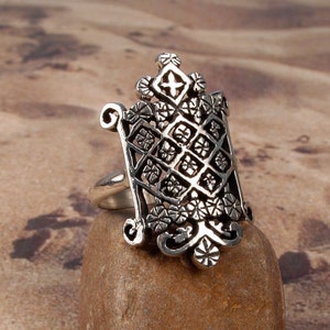 OGOUN RING - Voodoo Vodou Loa Lwa Veve in 925 Sterling Silver - Made To Order in Your Size