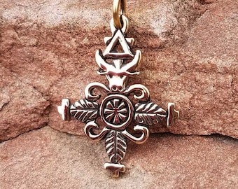 BOSSOU BULL - Voodoo Vodou Loa Lwa Veve Charm Pendant in Solid Cast BRONZE With Optional Chain