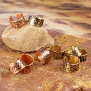 TEXTURED BRONZE CUFF - Ear Cuff - Embossed and Antiqued Abstract Texture in Bronze