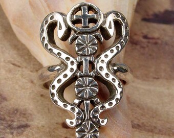 DAMBALLAH RING - Voodoo Vodou Loa Lwa Veve in 925 Sterling Silver - Made To Order in Your Size