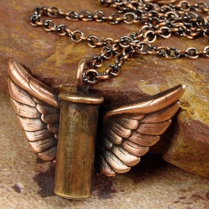 WINGS OF GLORY - .22 Cartridge Winged Bullet Shell Necklace