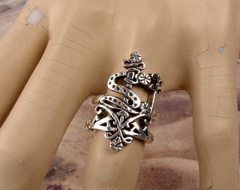 LOKO ATISON RING - Voodoo Vodou Loa Lwa Veve in 925 Sterling Silver - Made To Order in Your Size