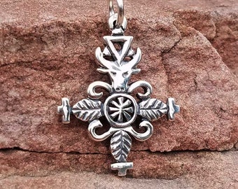 BOSSOU BULL - Voodoo Vodou Loa Lwa Veve Charm Pendant in Solid Cast 925 Sterling SILVER With Optional Chain