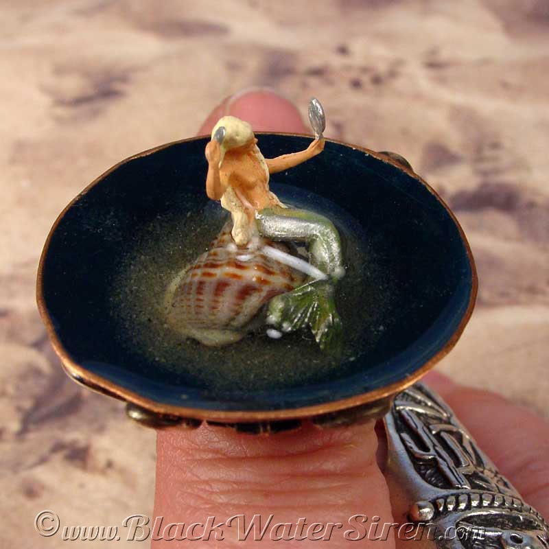MERMAID RING - Tiny Detailed Ocean Sea Queen, One Of A Kind