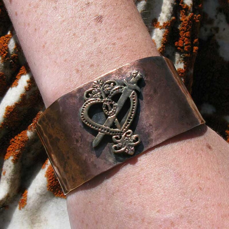 VODOU VEVE CUFF Your Choice of Voodoo Symbol on Hammered Handworked Antiqued Bronze