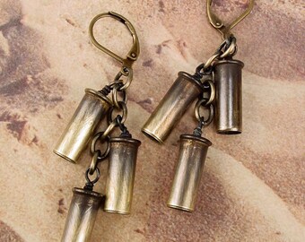 ANNIE OAKLEY - 22 Bullet Shell Cartridge Casings Cascade Earrings