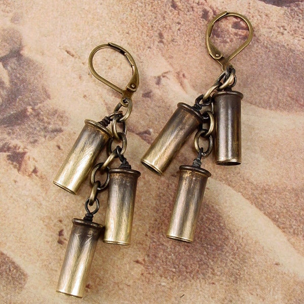 ANNIE OAKLEY - 22 Bullet Shell Cartridge Casings Cascade Earrings