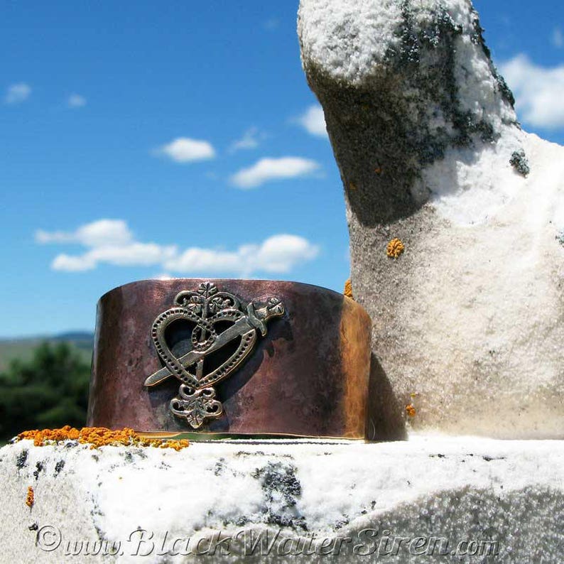 VODOU VEVE CUFF Your Choice of Voodoo Symbol on Hammered Handworked Antiqued Bronze