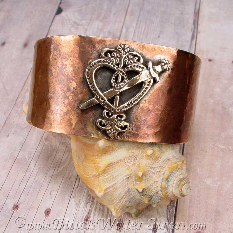 VODOU VEVE CUFF Your Choice of Voodoo Symbol on Hammered Handworked Antiqued Bronze