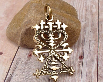 MAMAN BRIGITTE - BRONS Voodoo Vodou Loa Lwa Veve Charm-hänge i massiv gjuten brons med valfri kedja