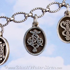 MARIE LAVEAU - Voodoo Vodou Loa Lwa Veve Petite MEDAL Charm Pendant in Solid Cast 925 Sterling Silver, Bronze, 14K Gold