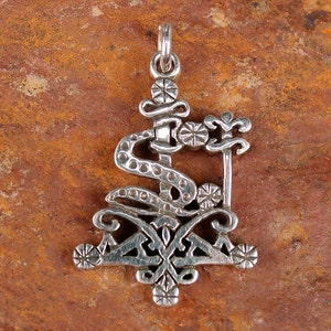 LOKO ATISON Voodoo Vodou Loa Lwa Veve Charm Pendant in Solid Cast 925 Sterling SILVER With Optional Chain image 4