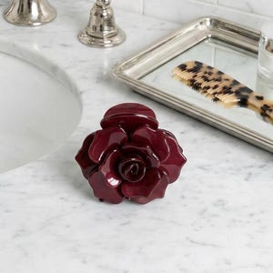 Acetat Haarklammer Rose Dunkelrot – Weinrote Haarspange Blume – Edler Haarschmuck Bordeaux – Statement Accessoire Herbst Winter