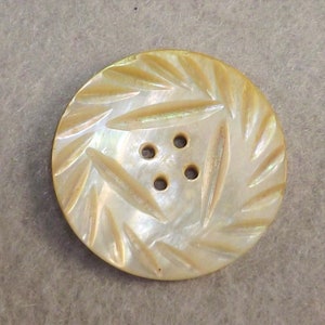 Shell Carved Button Vintage 1920s Mother of Pearl 4 Holes Approximately 1 inch Diameter Crafts Clothing Collectible Lot of 4 Buttons