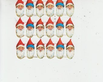 Father Christmas Santa Heads German Scraps Die-cut PZB 1079 Lot of 18 New Old Stock Scrapbooks Cotton Batting Ornaments Crafts Decorations