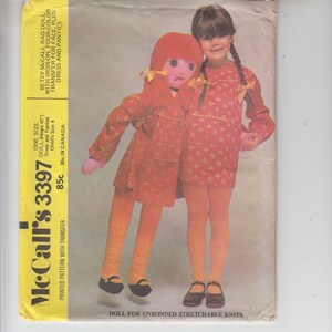 McCall&#39;s 3397 Betsy McCall Rag Doll Dress Panties, Child&#39;s Dress Size 4, Envelope Dated 1972, Face Transfer NOT Included