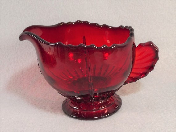 Martinsville Radiance Ruby Red Footed Creamer, Vintage Glassware