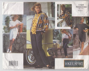 Vogue Sport 1101 Misses' Jacket Robe Top Shorts Pantalon Très Ample Facile à faire Modèle de couture non coupé Pli d’usine Tailles 14-16-18