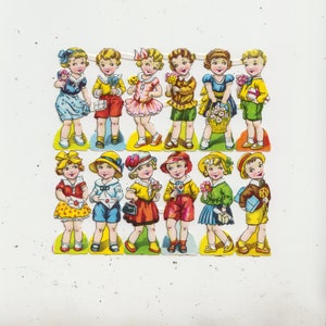 Troqueles vintage para recortar, para niños, PZB 1172, manualidades con decoupage, scrapbooking, hoja de 12 piezas