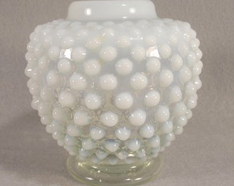 Vintage Fenton Ginger Jar, Sin Tapa, Art Glass, Francés Opalescent, Hobnail ca 1938, 4 pulgadas de alto