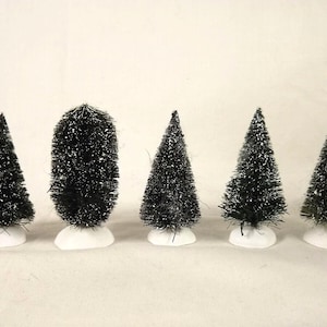 Department 56 Bottle Brush Trees, 3 inches tall, Village Accessories, Lot of 5