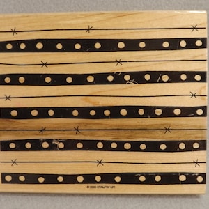 Stampin Up Groovy Lines Rubber Stamp 2003, Background Rubber Stamp, Stripes Dots Barb Wire, 5 x 6 inches, Lightly Used