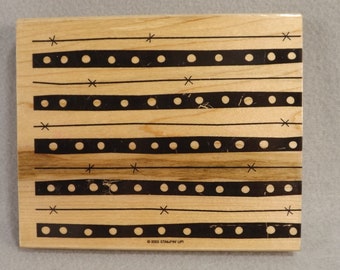 Stampin Up Groovy Lines Rubber Stamp 2003, Background Rubber Stamp, Stripes Dots Barb Wire, 5 x 6 pouces, Lightly Used