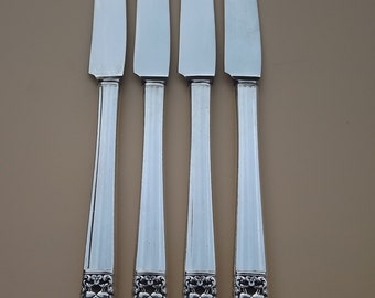 Vintage Coronation o Hampton Oneida ca 1936 Grille Knives Community Plate Silverware Flatware Lote de 4