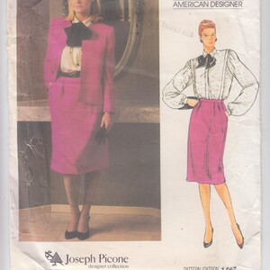 Vogue 1407 Misses Loose-Fitting Jacket and Blouse, Straight Skirt, Joseph Picone Design, Sewing Pattern Size 14 Uncut