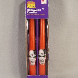 Kürbis Time Skull Halloween Kerzen, Vintage in Box, 10 Zoll lang, Never Lit, Show Light wear, Glow with Black Light