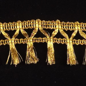 Vintage Quaste Fransenborte Gold Metallisch 1940er Jahre Barren Nähen Hutmacherkunst Kostüme Handarbeit