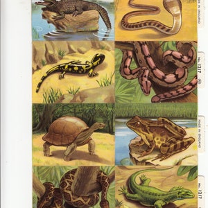 Reptielen amfibieën MLP 1217 schroot gestanst vel van 16 nieuwe, oude voorraad Engeland plakboeken ambachten thuisonderwijs