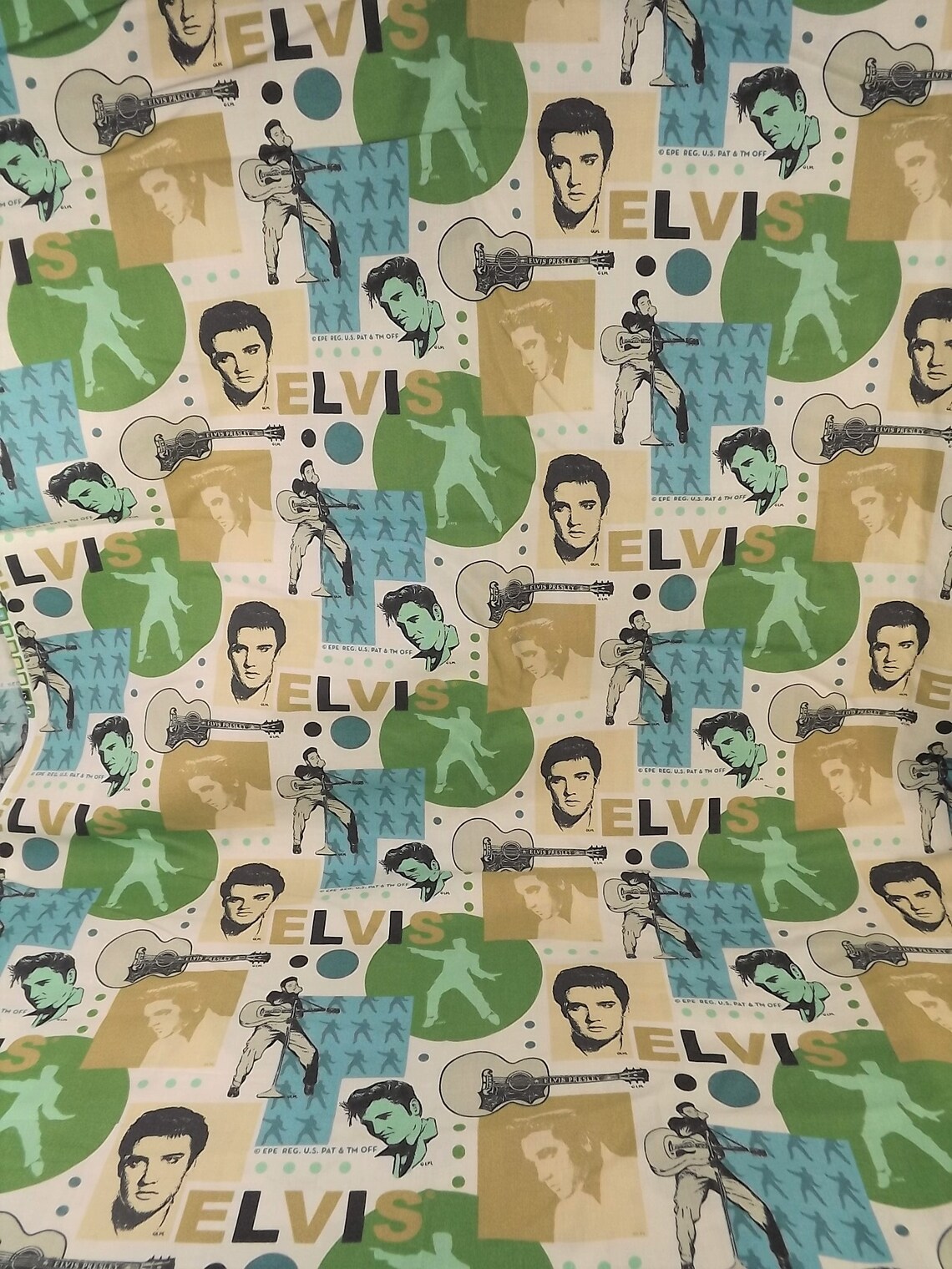 Elvis Presley Fabric by the Yard Performing Guitar Singing Etsy