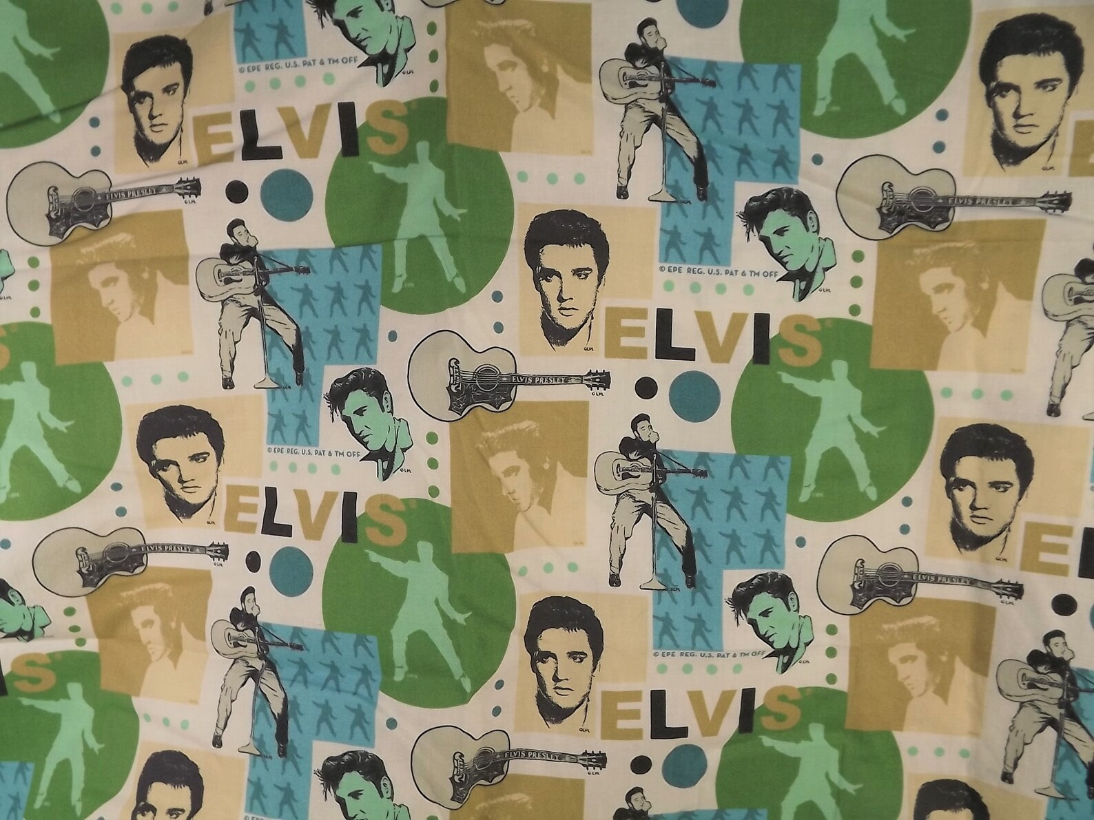 Elvis Presley Fabric by the Yard Performing Guitar Singing Etsy
