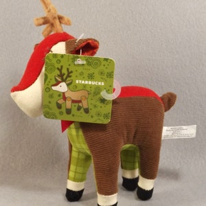 Starbucks Reindeer, Plush Corduroy Toy, Labeled with Hang Tag, Christmas Decoration, Retired