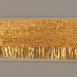 Gold Metallic Sparse Fringe Trim, 1970s Bullion Sewing Millinery Craft Wedding Costumes Ribbonwork, New Old Store Stock, 6 yard card