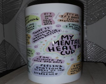 Mental health positivity reminder mug. Anxiety. ADHD. BPD. Bipolar. Autism. Depression