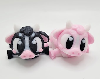 3D Printed Mini Cow Fidget Toy: Articulated Desk Pet