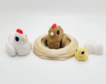 3D Printed Chicken Family: Barnyard Fidget Desk Pet