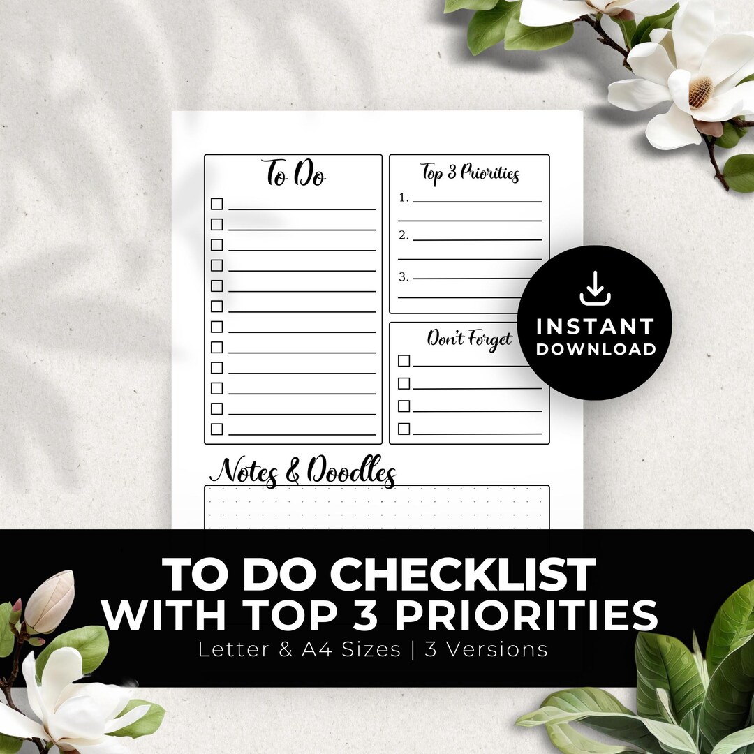 Simple Minimalist to Do List Printable | Daily Task Tracker Checklist ...