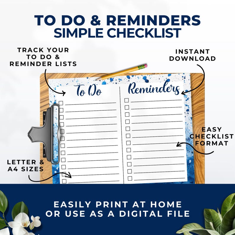 Royal Blue Simple to Do List Printable | Daily Task Tracker Checklist ...