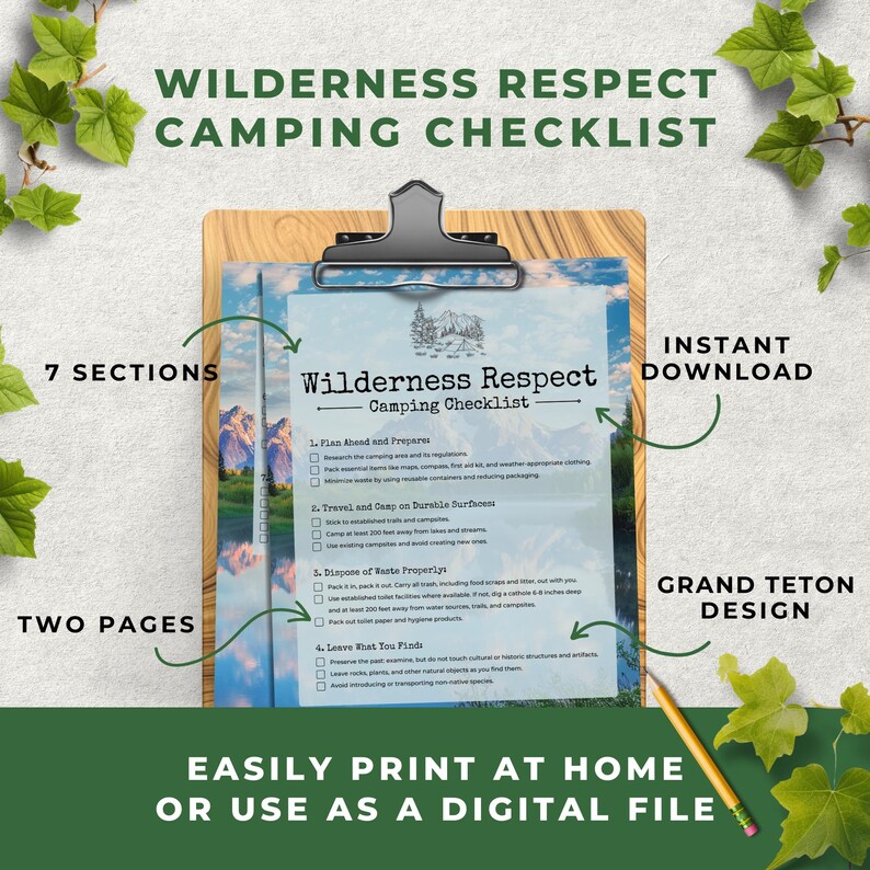 Grand Teton Leave No Trace Checklist | Wilderness Respect Camping ...