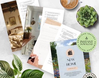 Checklist voor nieuwe woning Cottagecore | Geschikt voor beginners | Direct downloaden | Verhuisplanner Organisator eerste huis | Kamer voor kamer afdrukbaar MC006