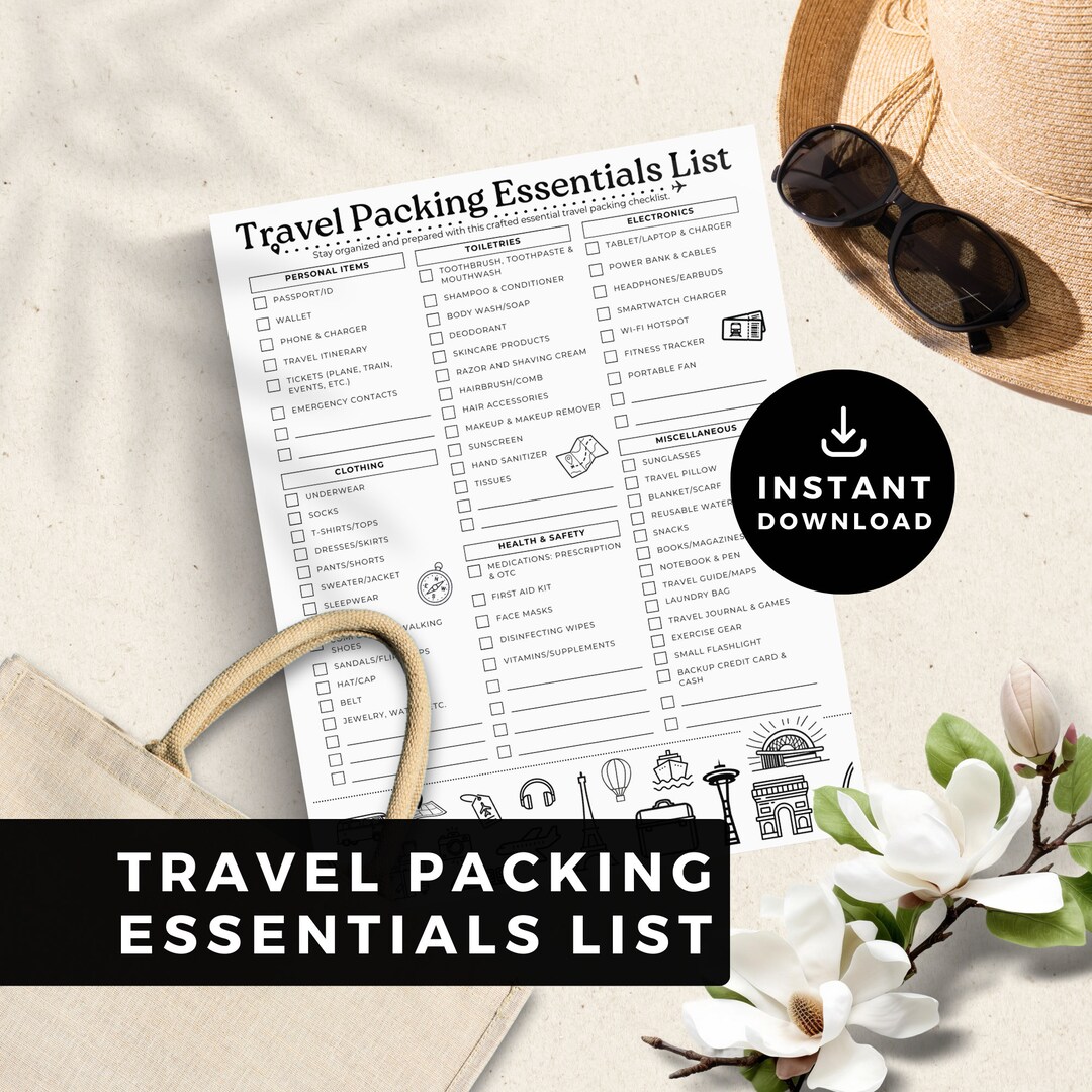 Minimalist Travel Packing Checklist | Essentials List | Travelers ...
