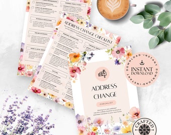 Wildflowers Change of Address Checklist | New Home Moving Organizer | Relocation Digital Moving Planner Guide | Instant Download Print MC004