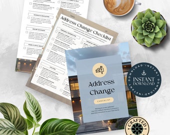 Modern Change of Address Checklist | New Home Moving Organizer | Relocation Digital Moving Planner Guide | Instant Download Printable MC001