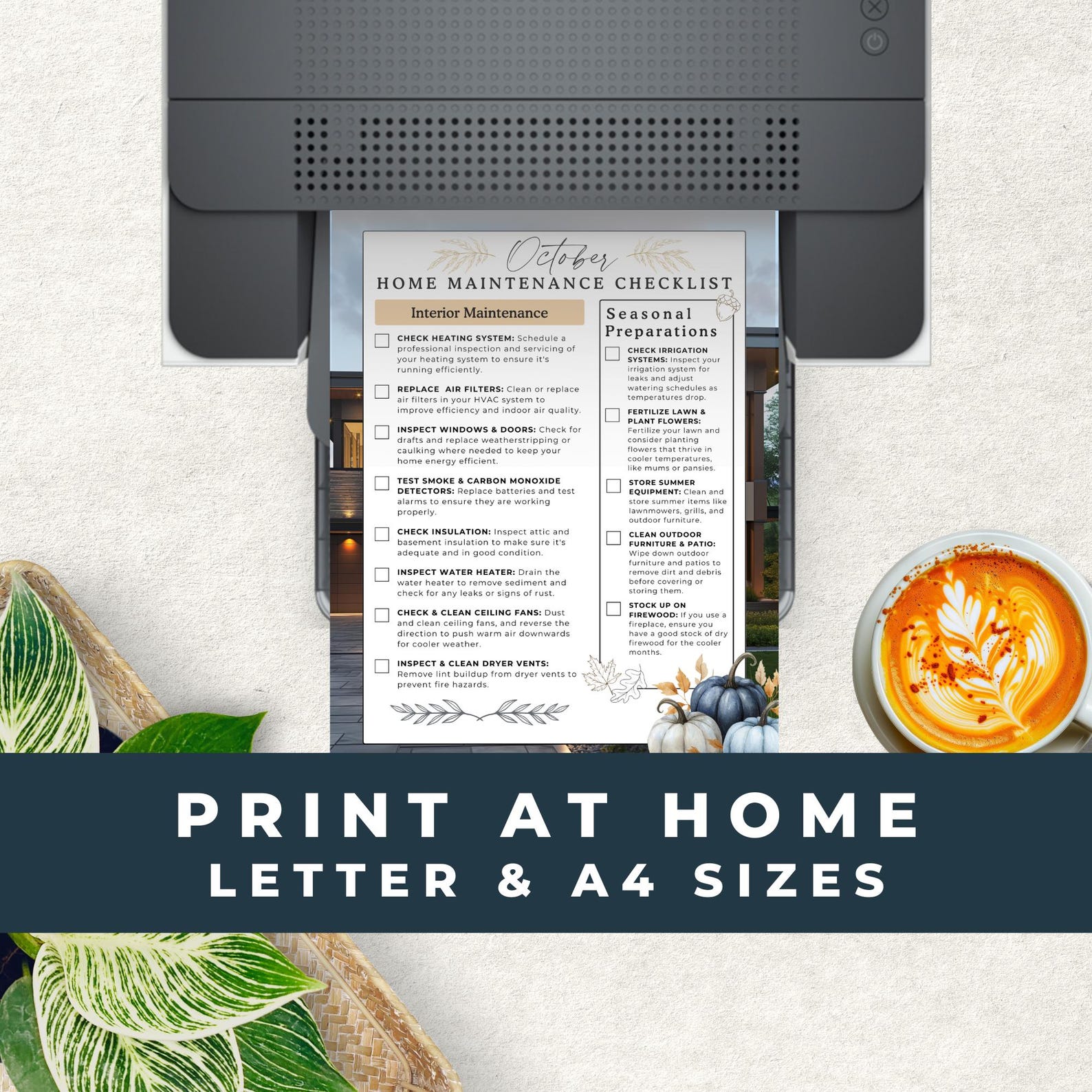 October Checklist Modern Navy October Home Maintenance Checklist | Homeowner First Time ...
